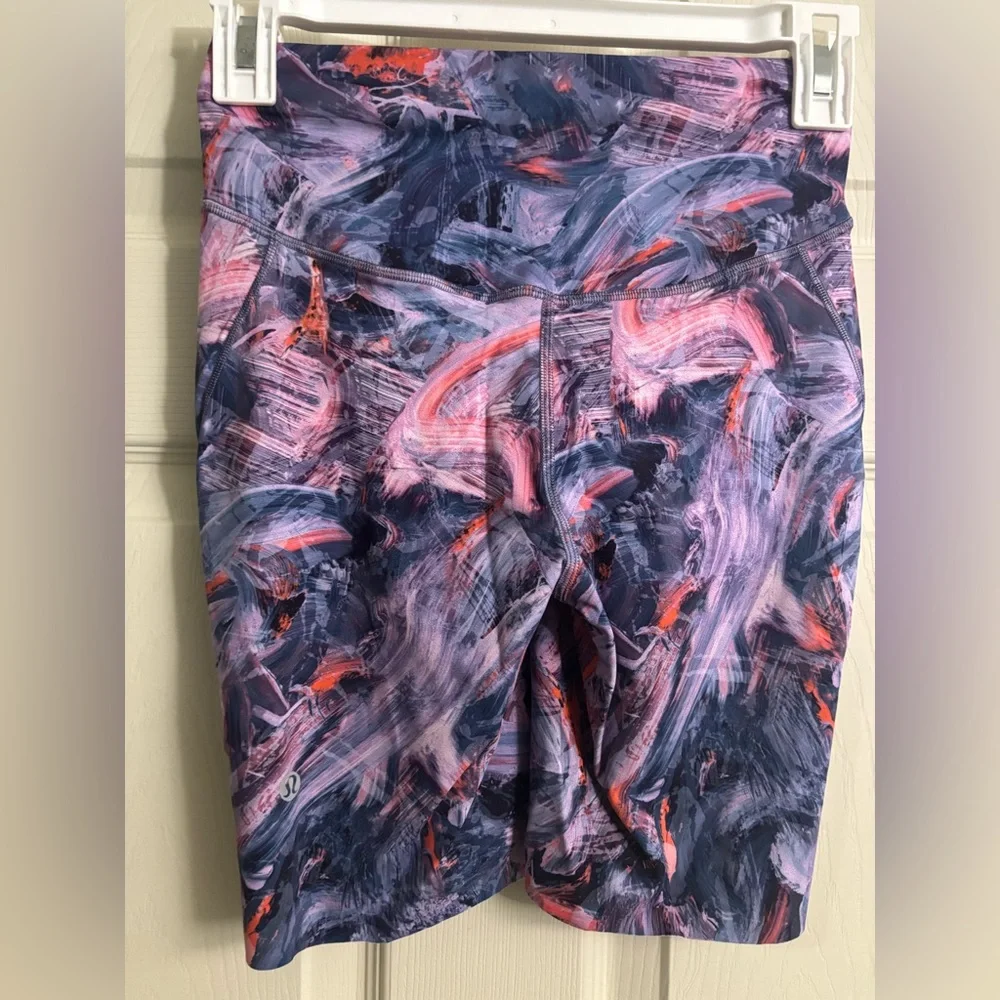 Lululemon Athletica Base Pace Hi-Rise 8”Multicolor Abstract Biker Shorts